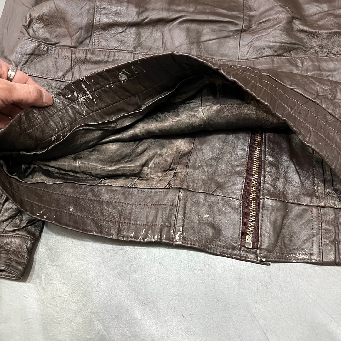  빈티지 레더 봄버 자켓 y15015 상품이미지5