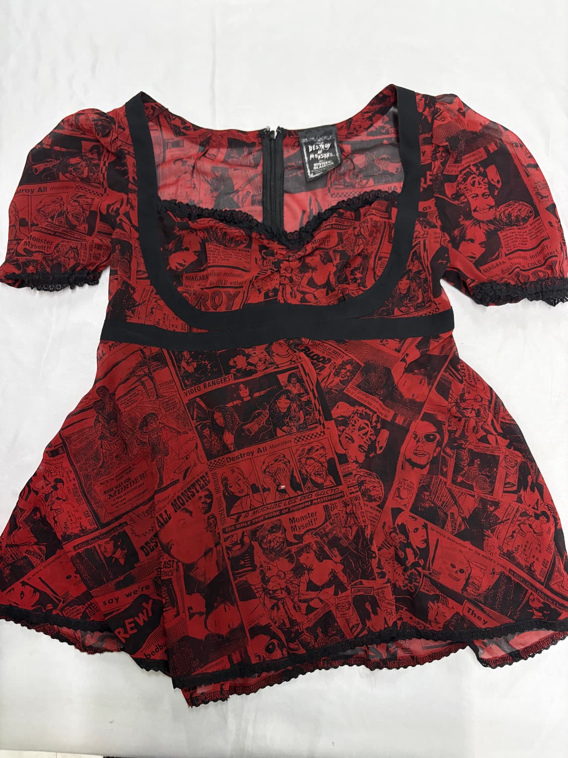 히스테릭글래머 레드 반팔 블라우스 상품이미지1