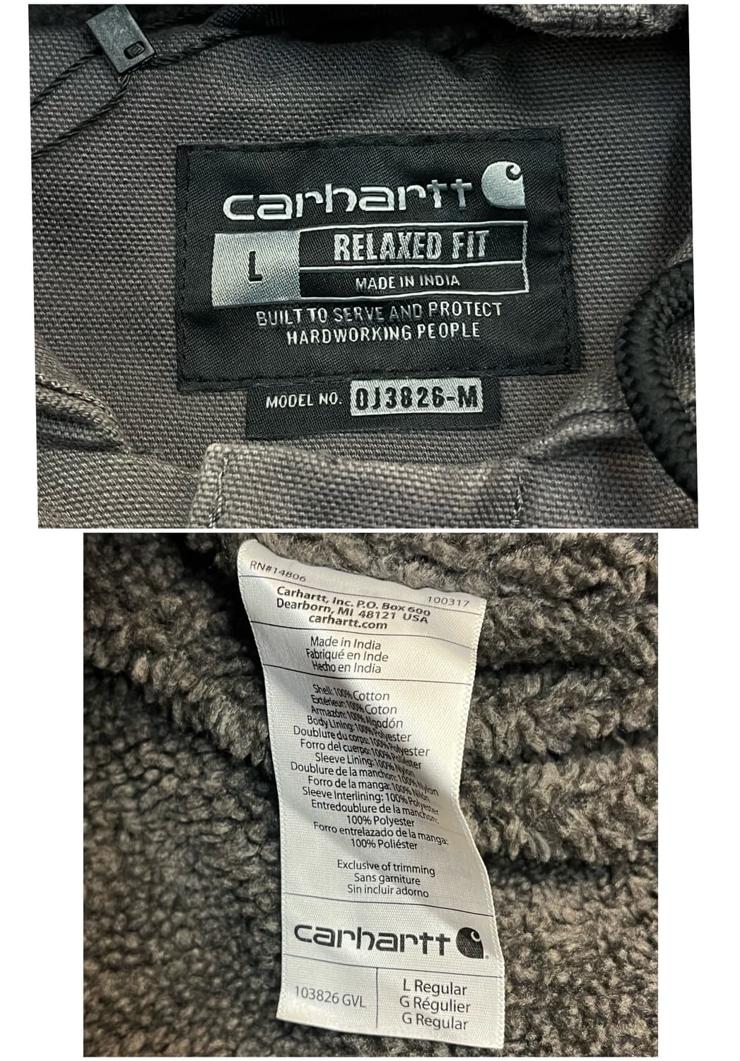 칼하트 후드 워크자켓 그레이 L #csz2162 상품이미지4