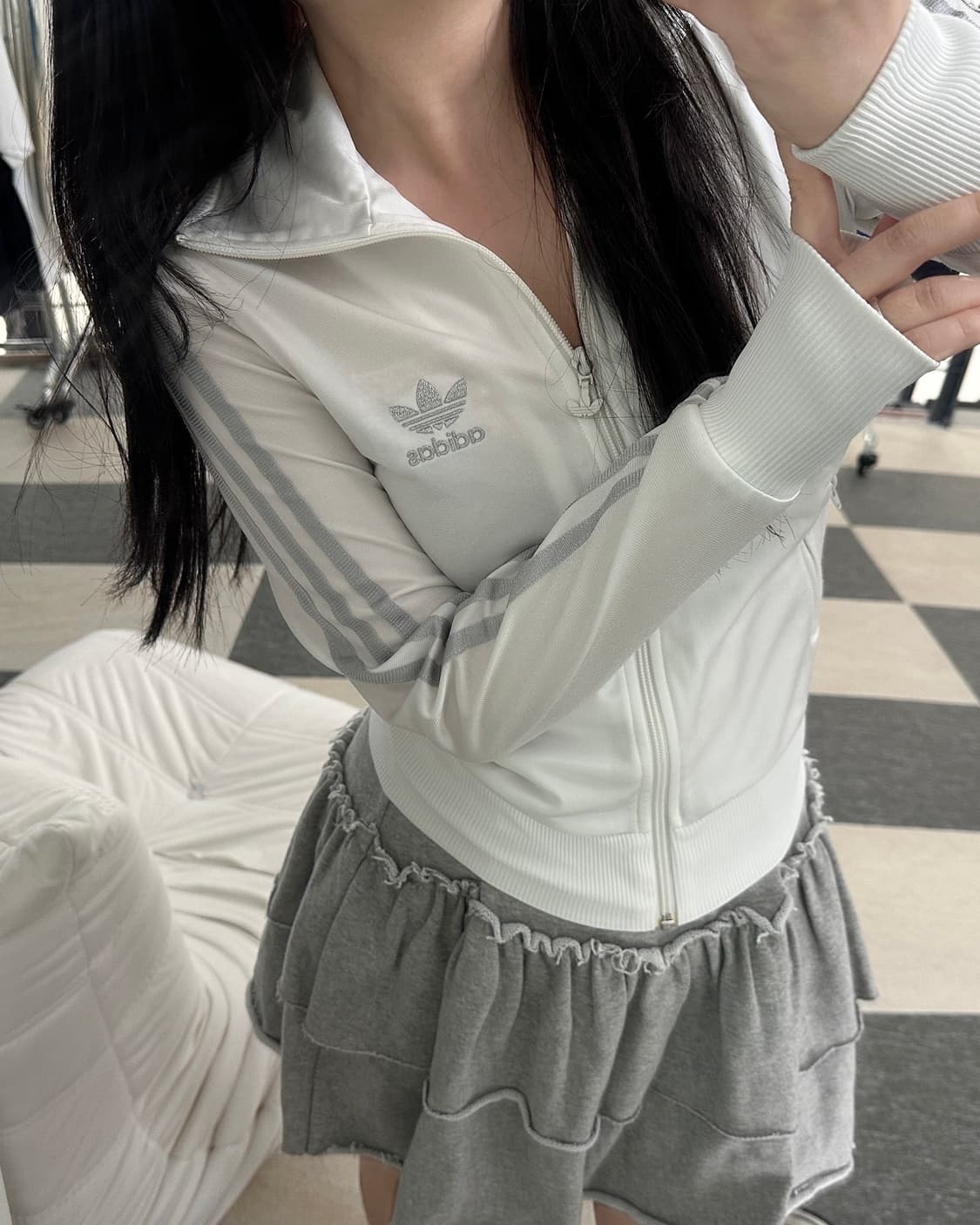 아디다스 화이트/실버 빅로고 파이어버드 트랙탑  상품이미지2