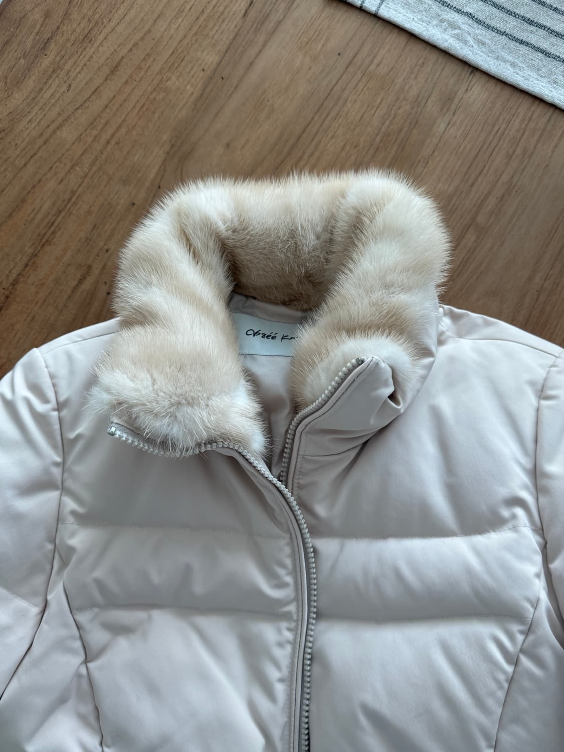 오브제 밍크퍼 아이보리 숏 패딩 상품이미지3