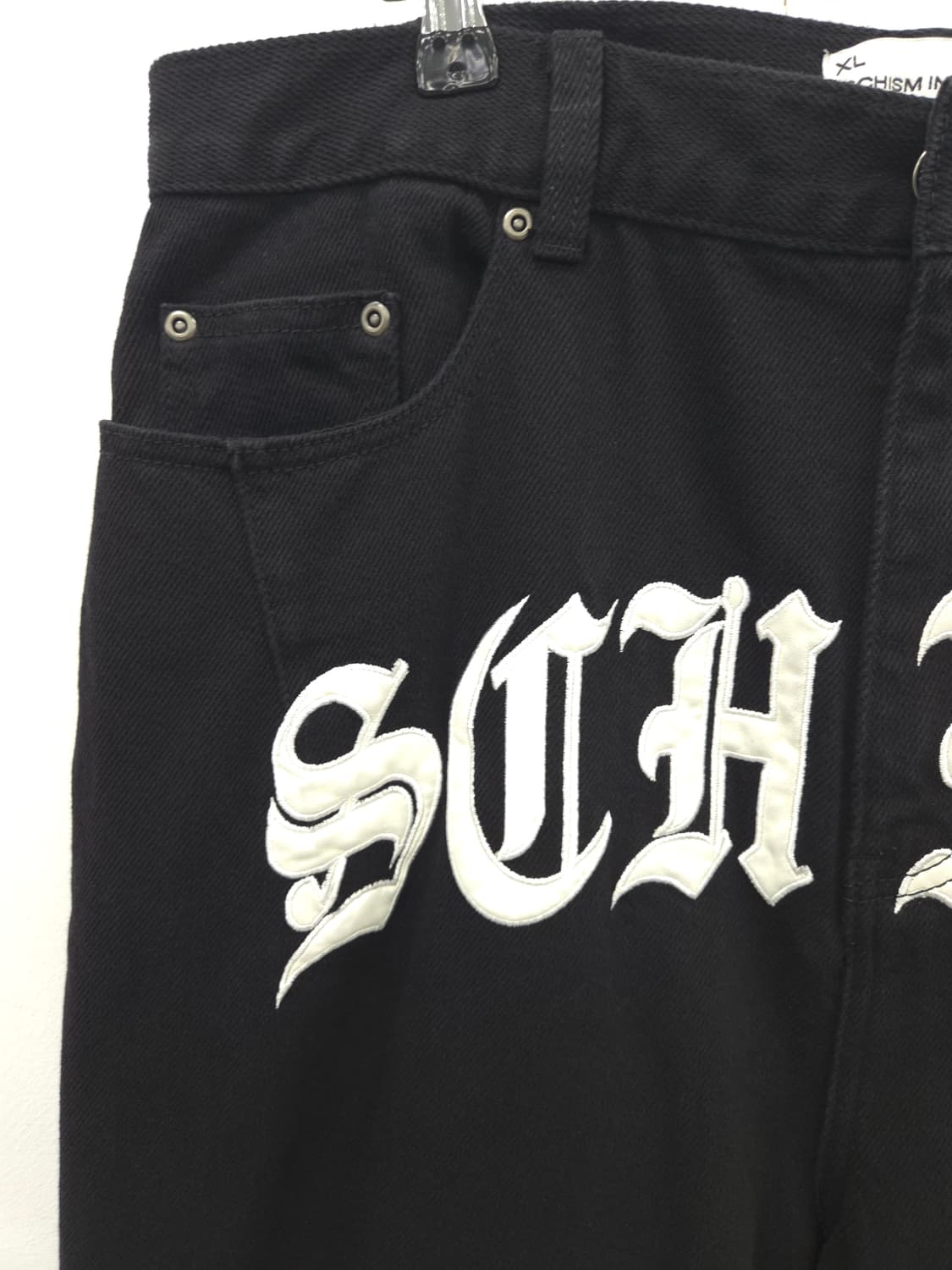 XL 스키즘인듀싱 레터링 패치 블랙진 상품이미지5