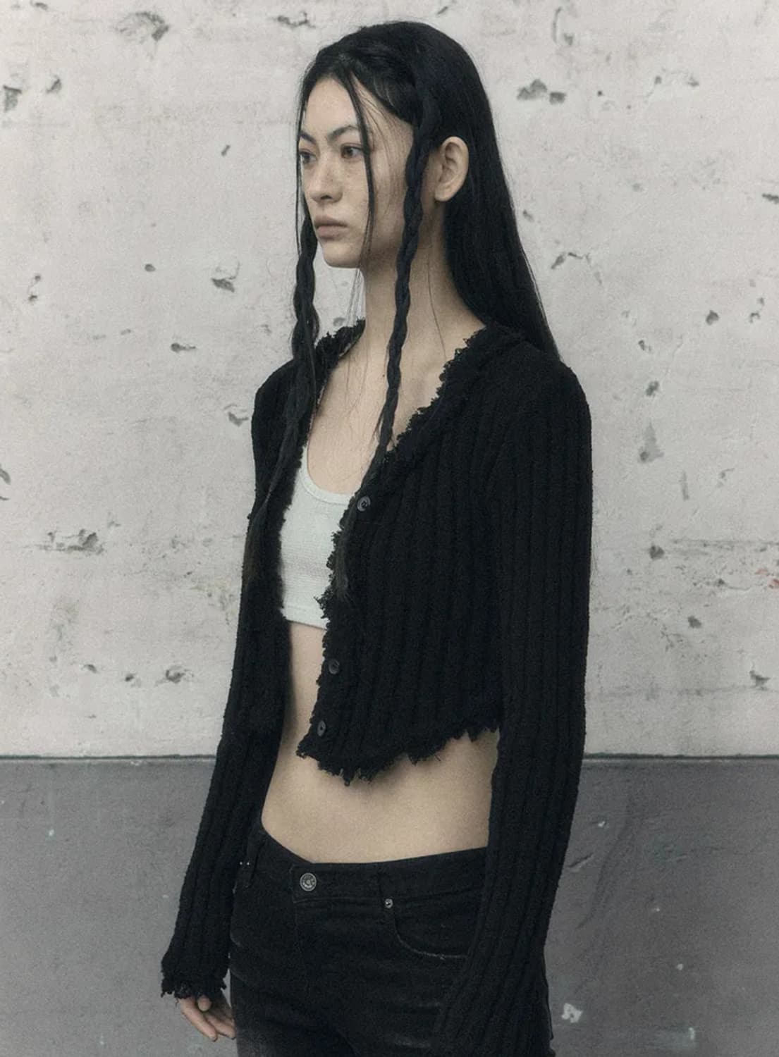 보헤미안서울 태슬 코튼 가디건 블랙 상품이미지2