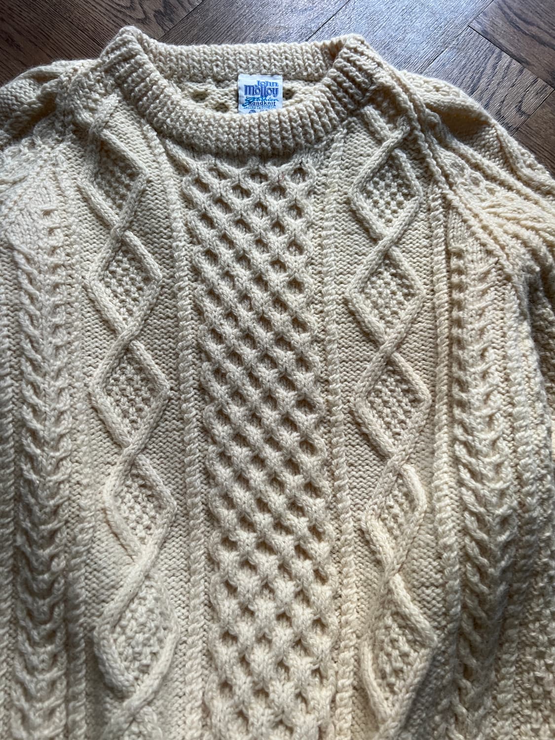 [M]90's 아일랜드제 핸드메이드 아란 피셔맨 스웨터 F1 상품이미지3