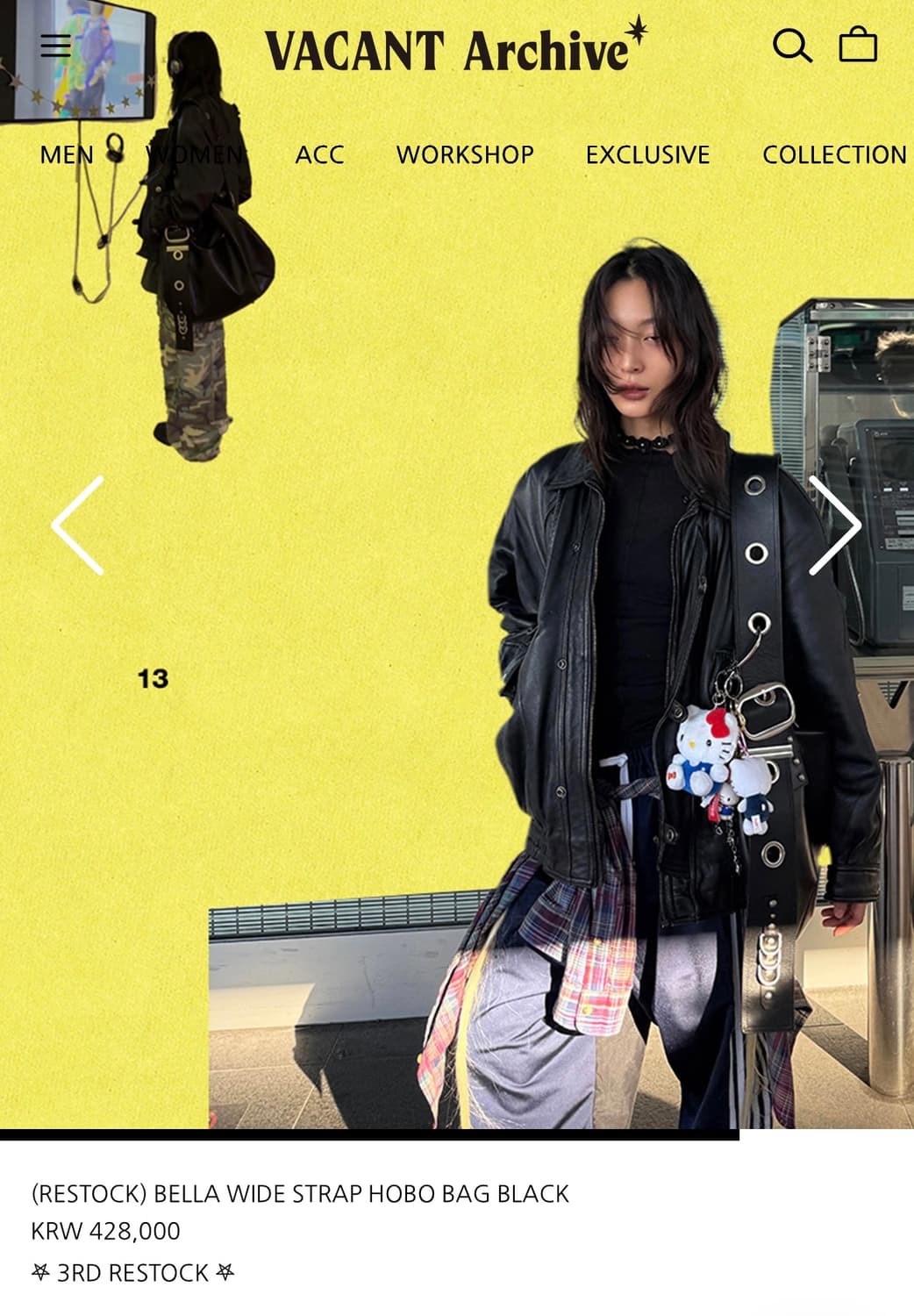 베이컨트아카이브 벨라 와이드 스트랩 호보백 블랙 상품이미지4