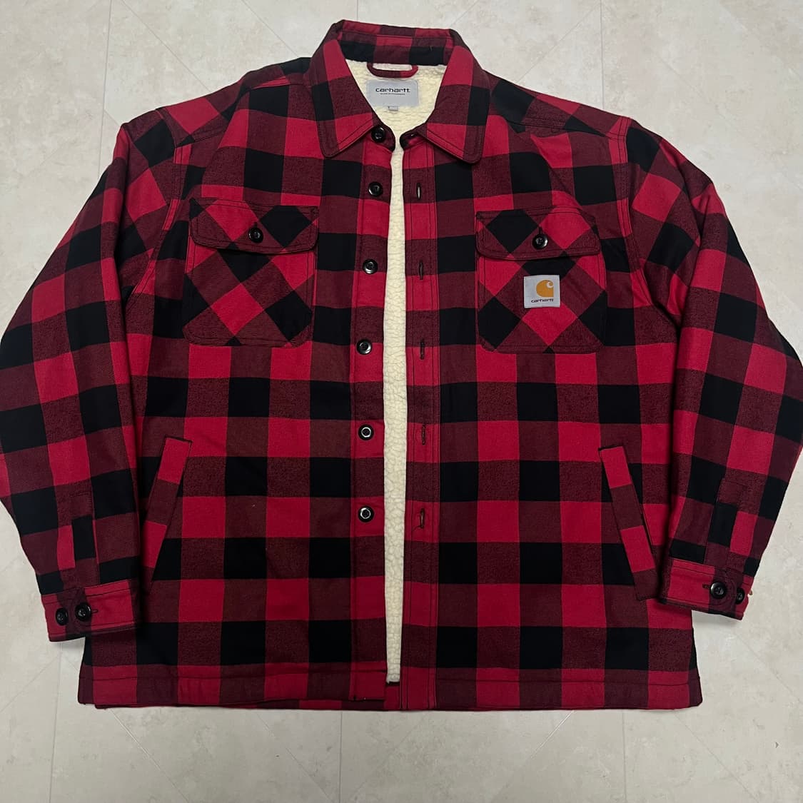 (L)칼하트WIP 로고 레드 체크셔츠 자켓 상품이미지3