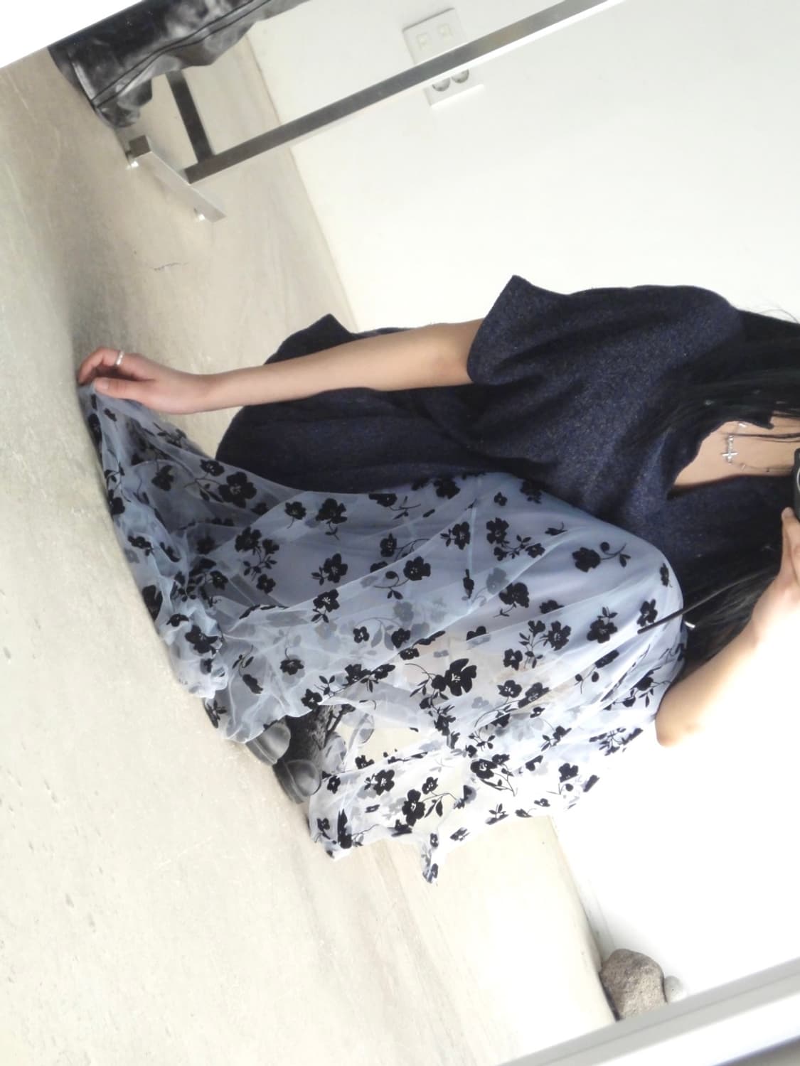 Spring flower tulle skirt / sky blue 상품이미지5