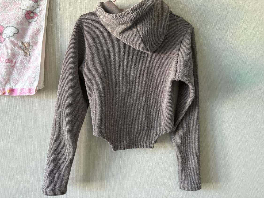 베이지 골지니트 옆트임 집업 상품이미지2