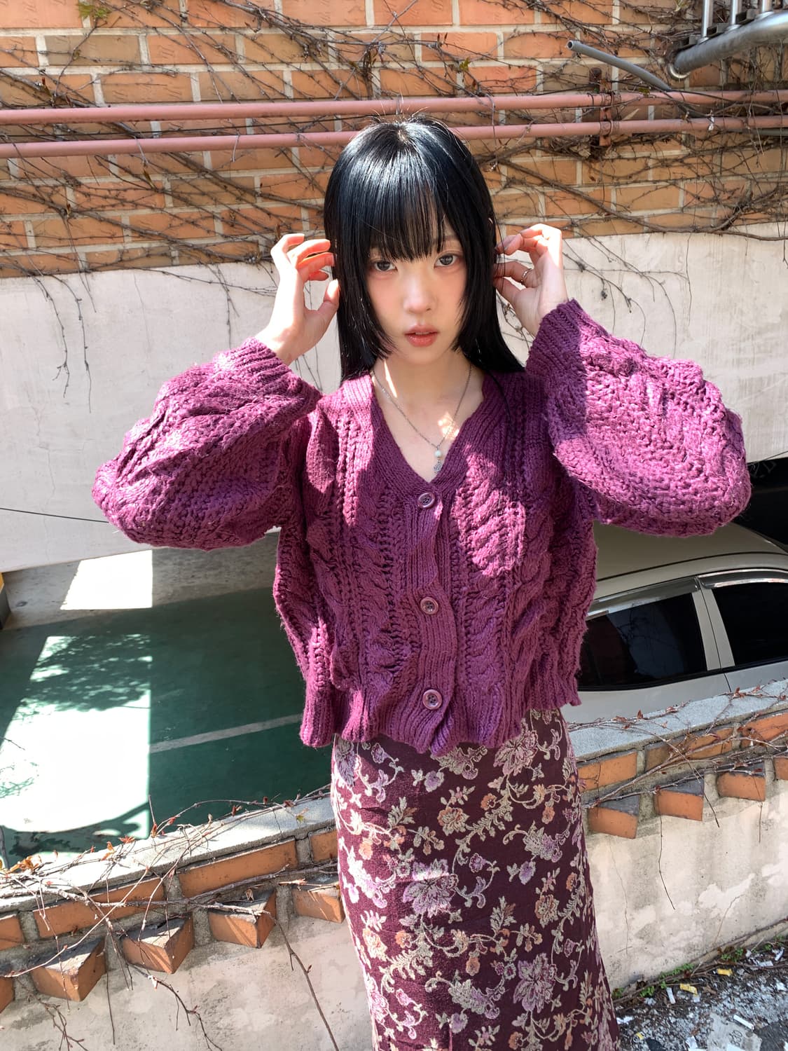Twist knit cardigan(violet) 상품이미지2