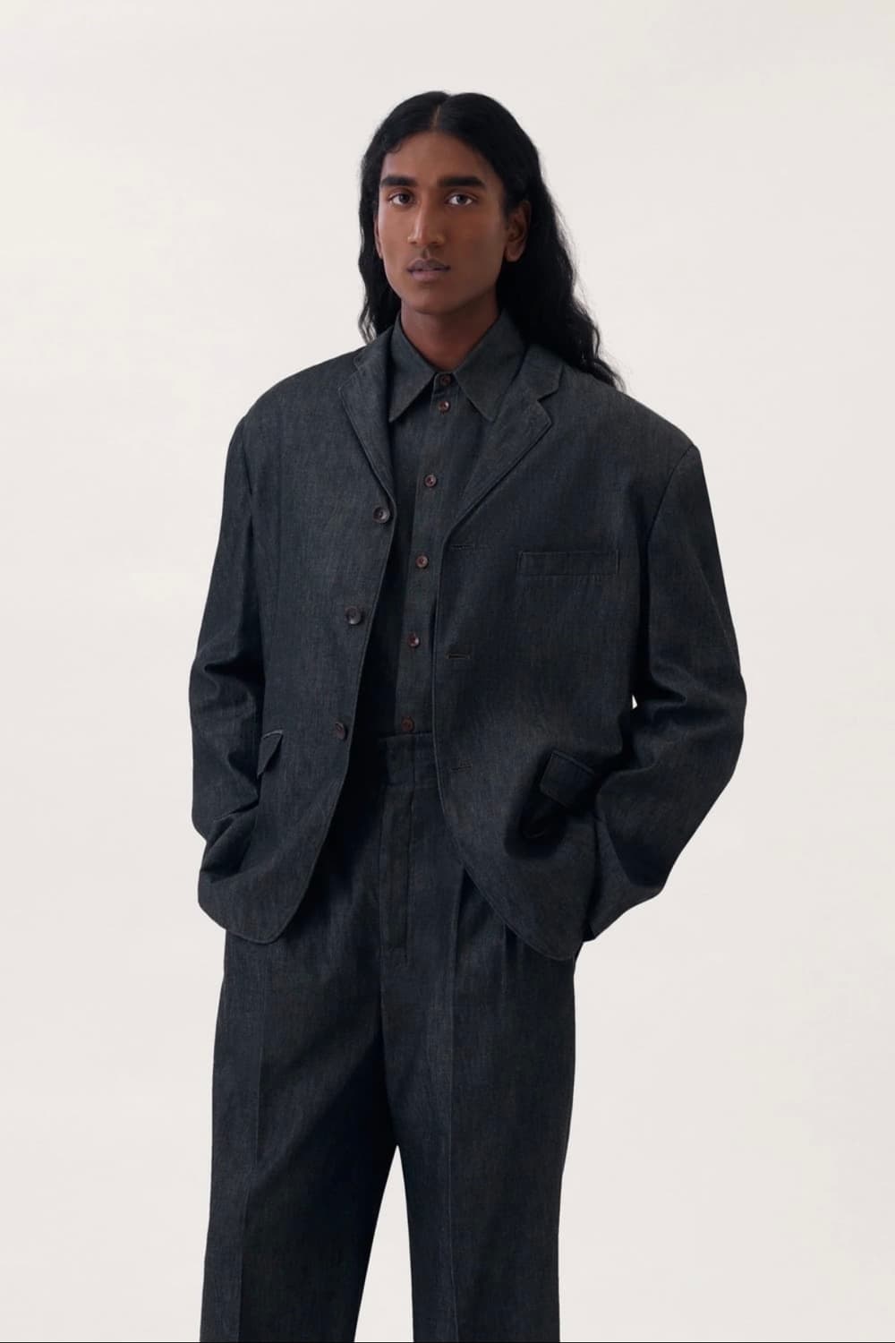 르메르 22SS 샴브레이 셔츠 앤트러사이트 데님 54 상품이미지5