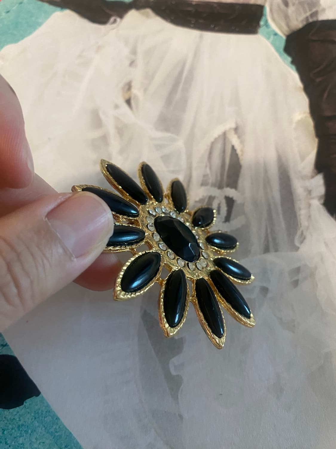 메탈 블랙 플라워 빈티지 브로치 일본 y2k 악세사리  상품이미지5