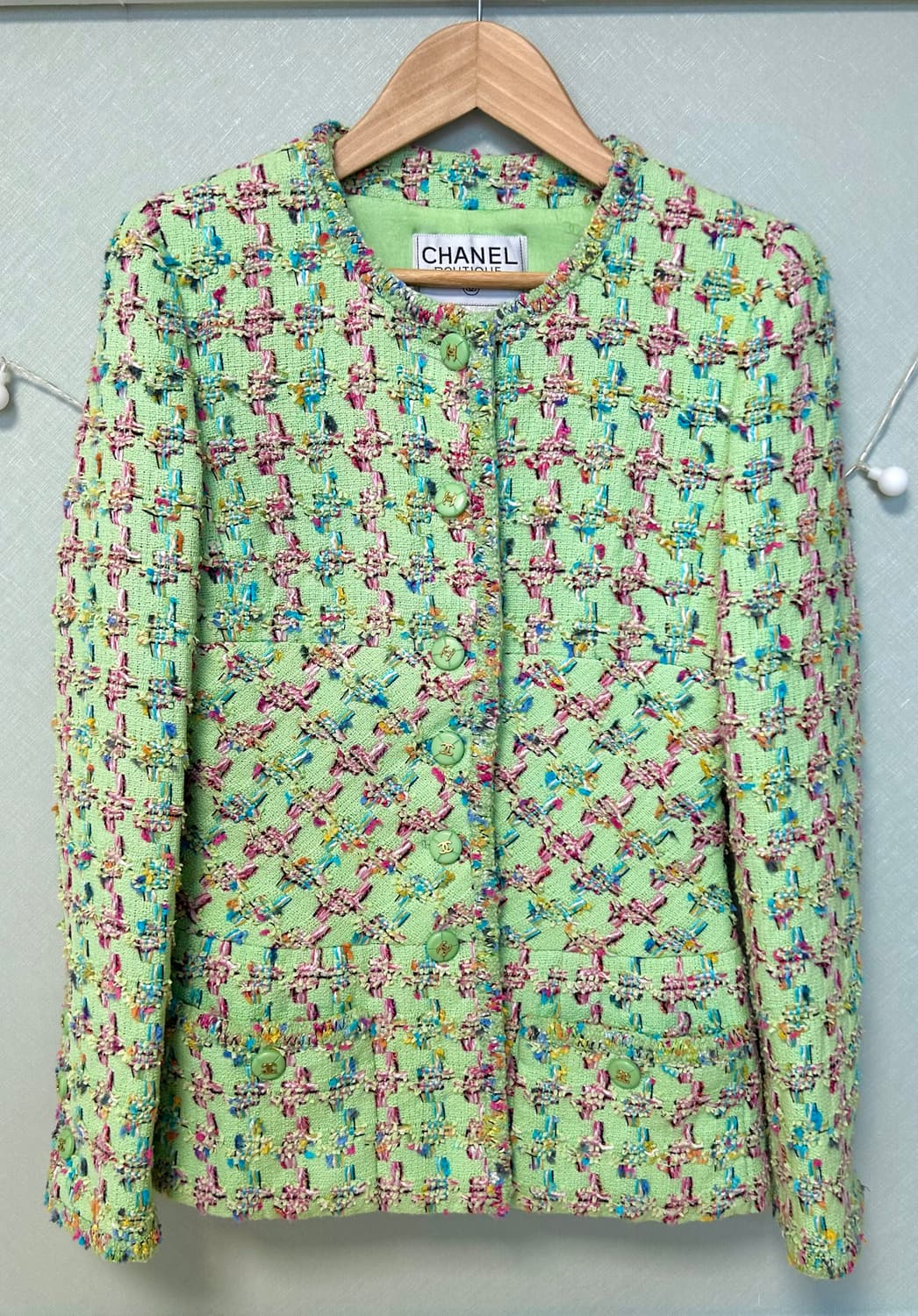 샤넬 1995 S/S collection 민트그린 트위드자켓 상품이미지1