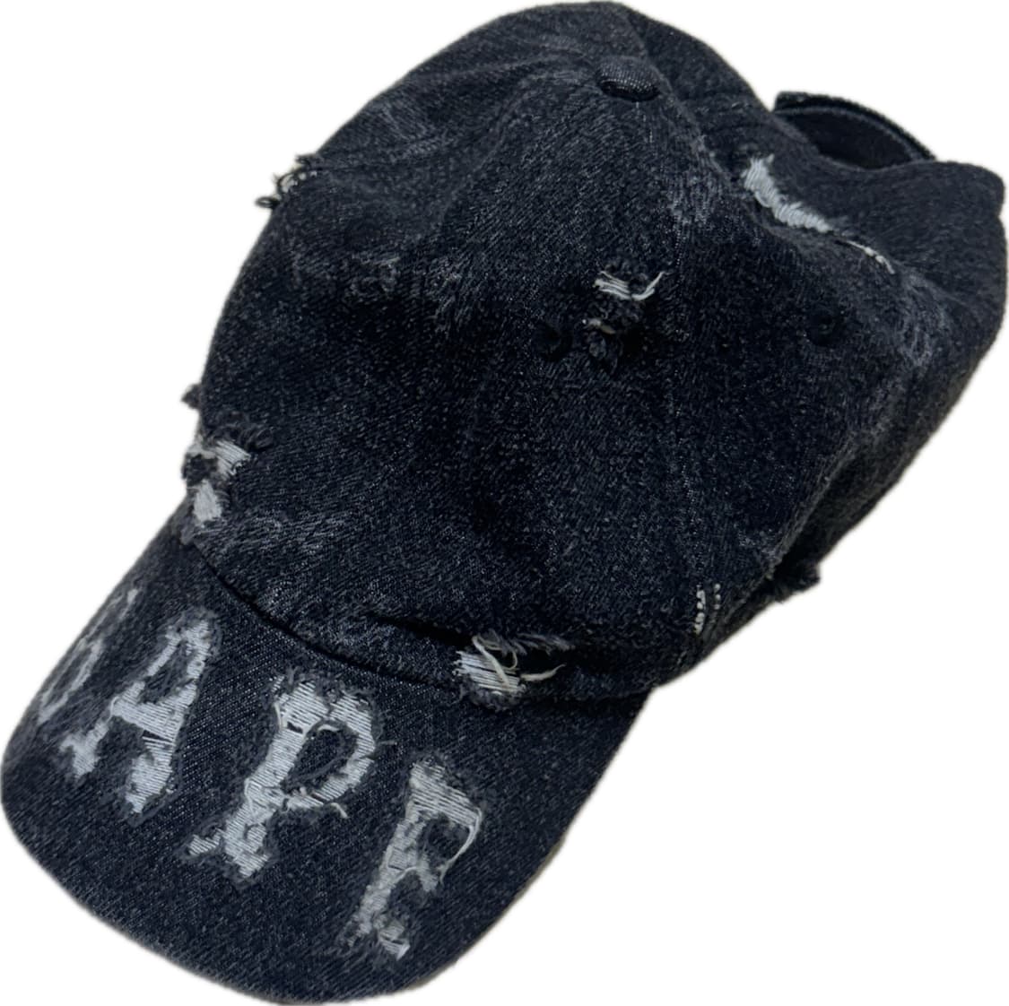 베이프 Denim Distressed Logo Cap Black 상품이미지2