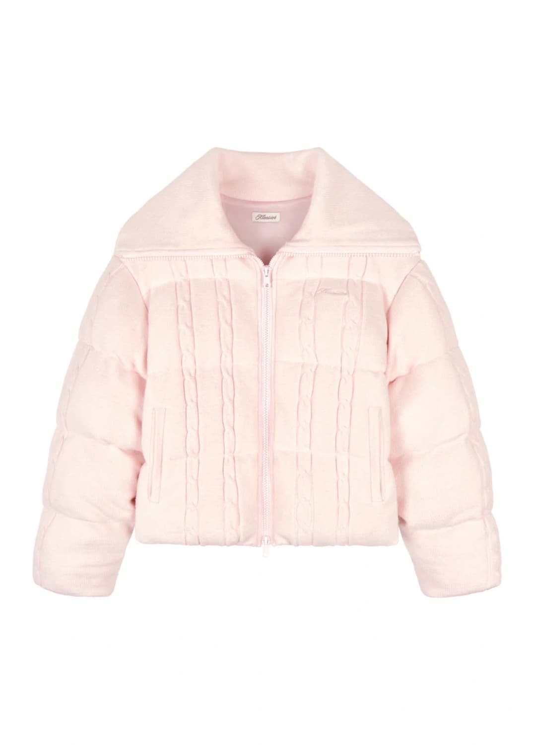 클리시어 츄츄 케이블 니트 패딩 핑크 상품이미지1