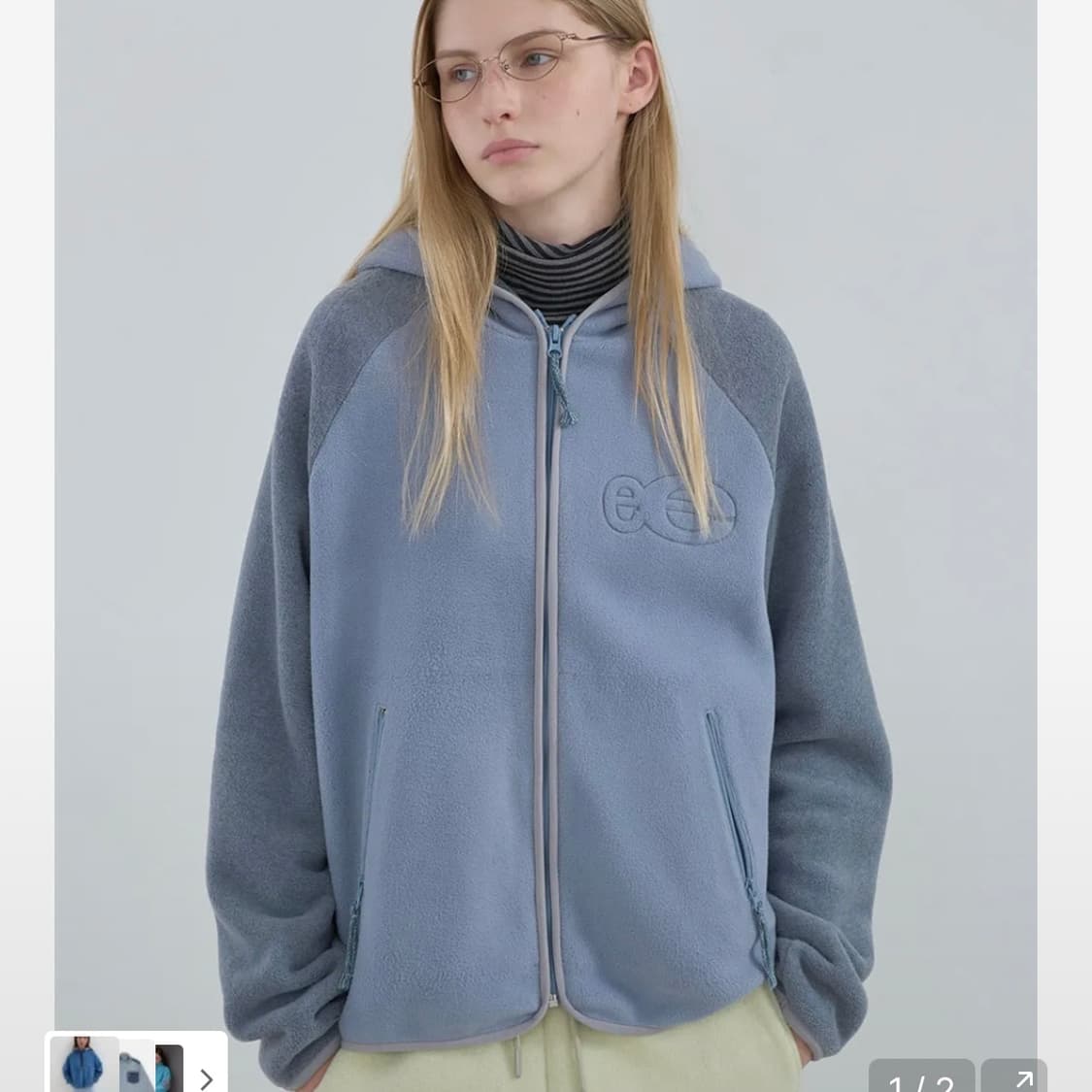 엔조블루스 플리스 집업 후디 (Blue Grey) 상품이미지1