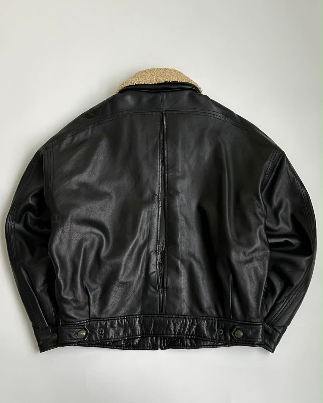 [105]Vintage 양가죽 셔링 무스탕 봄버 자켓 상품이미지2