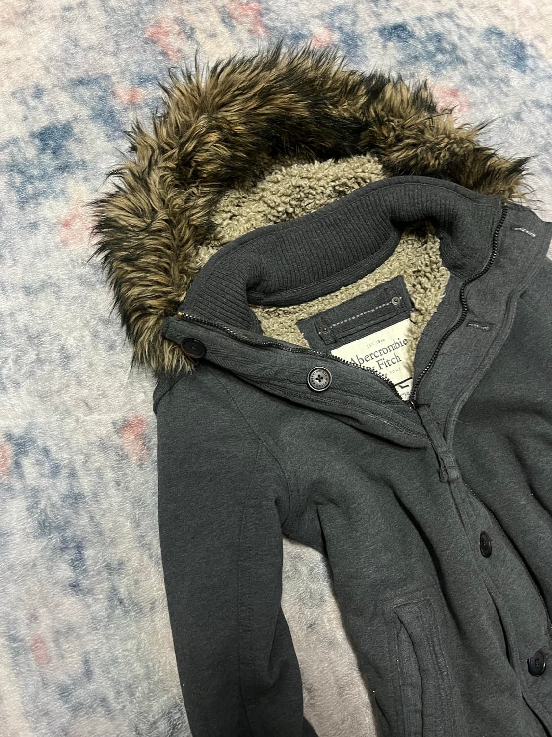 Abercrombie 00s y2k wolf fur hood jacket 상품이미지3