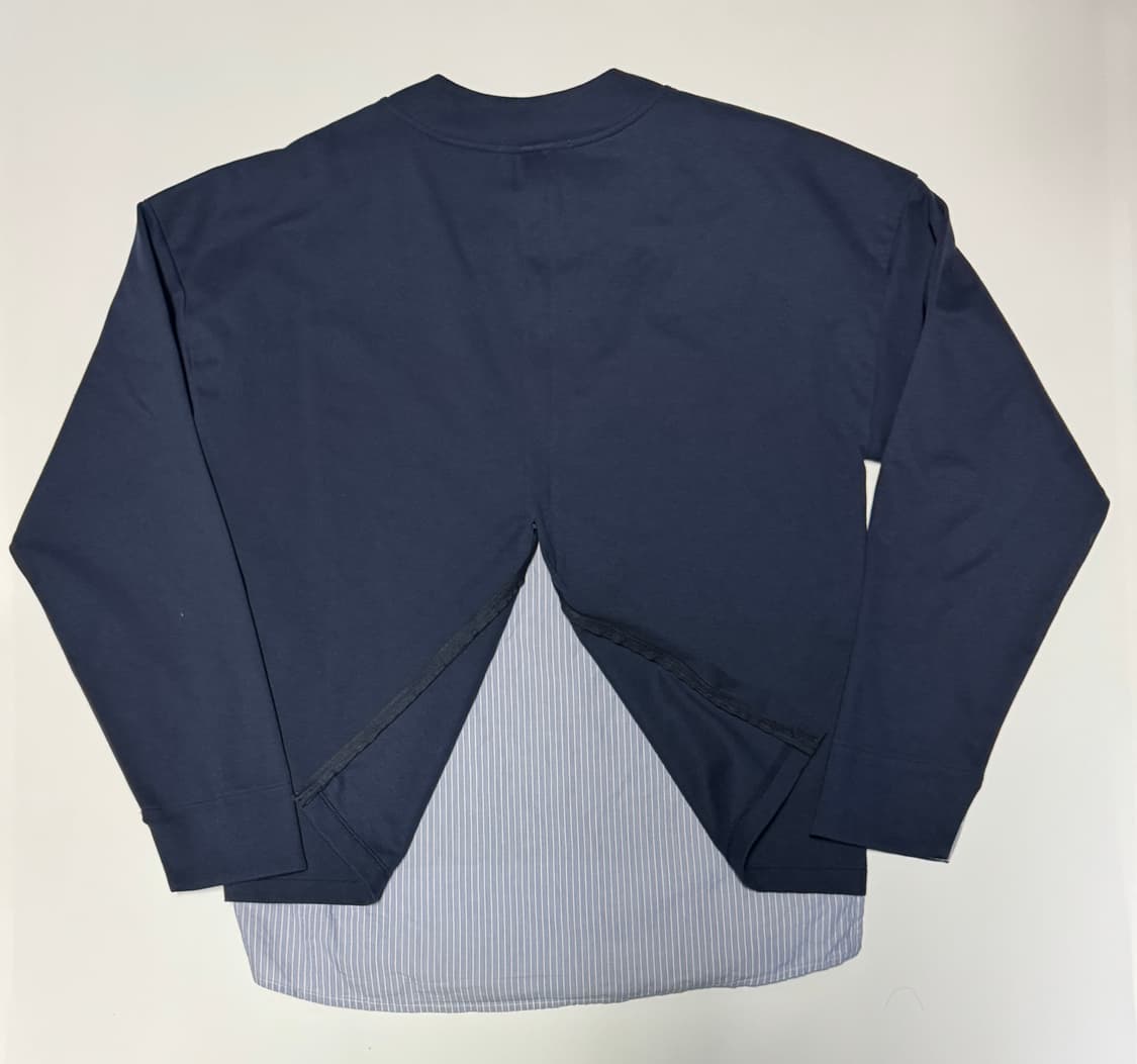 일꼬르소 셔츠 레이어드 디테일 스웻 맨투맨 L 네이비 상품이미지2