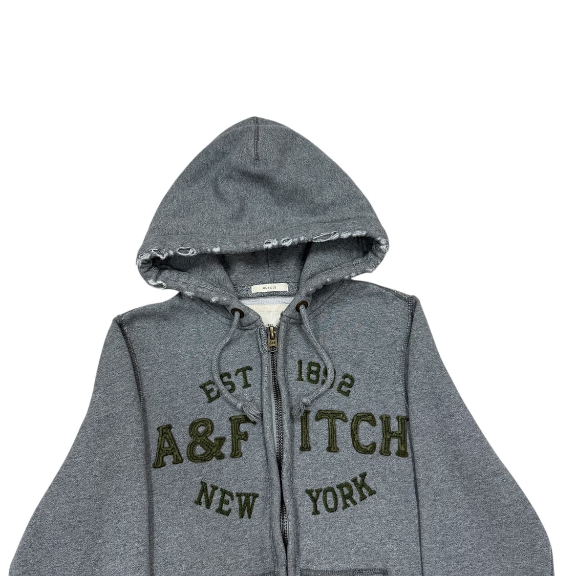 아베크롬비 빈티지 Y2K 데미지 그런지 스펠로고 기모 후드집업 그레이 S 상품이미지2