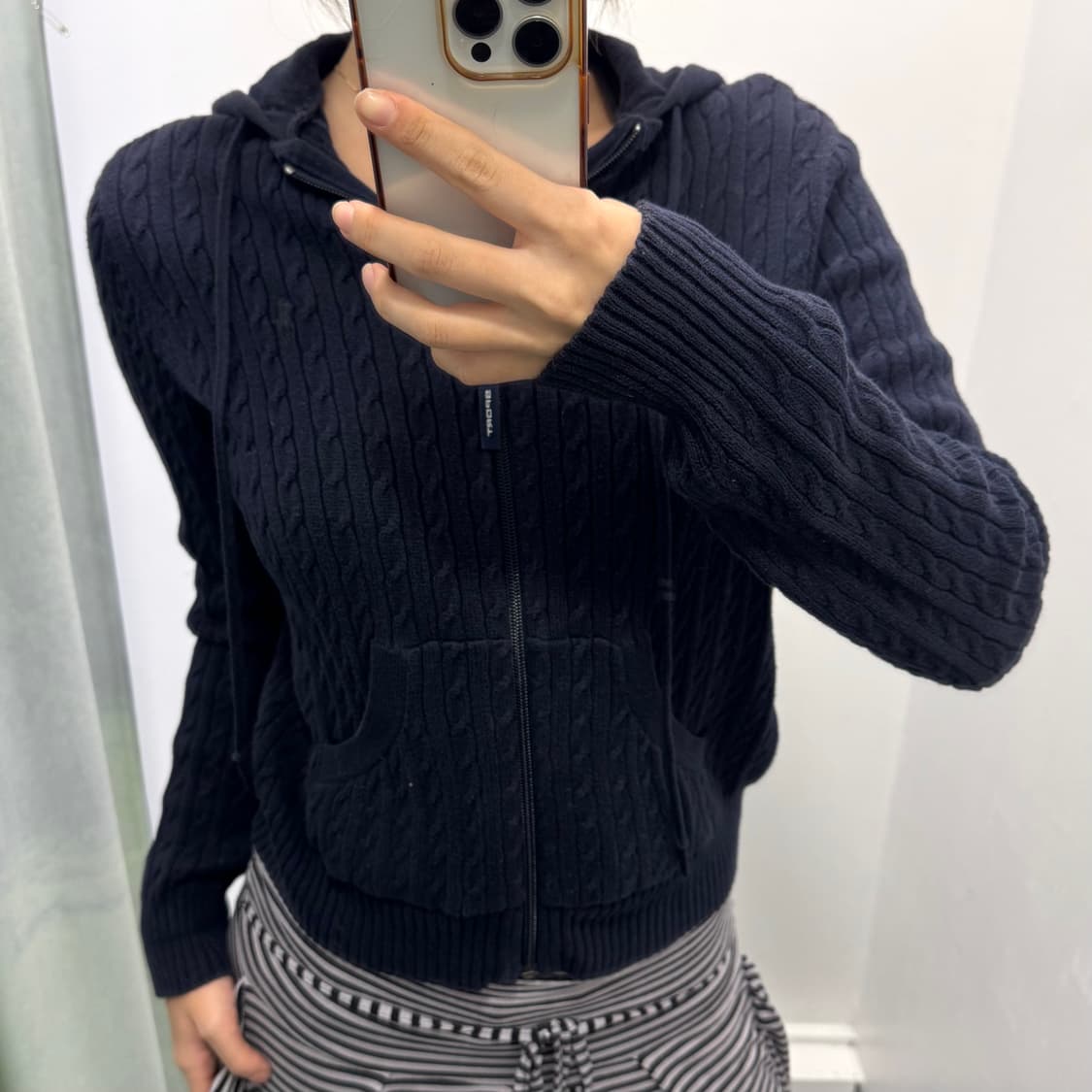 폴로 골프 네이비 꽈베기 니트후드집업 상품이미지2