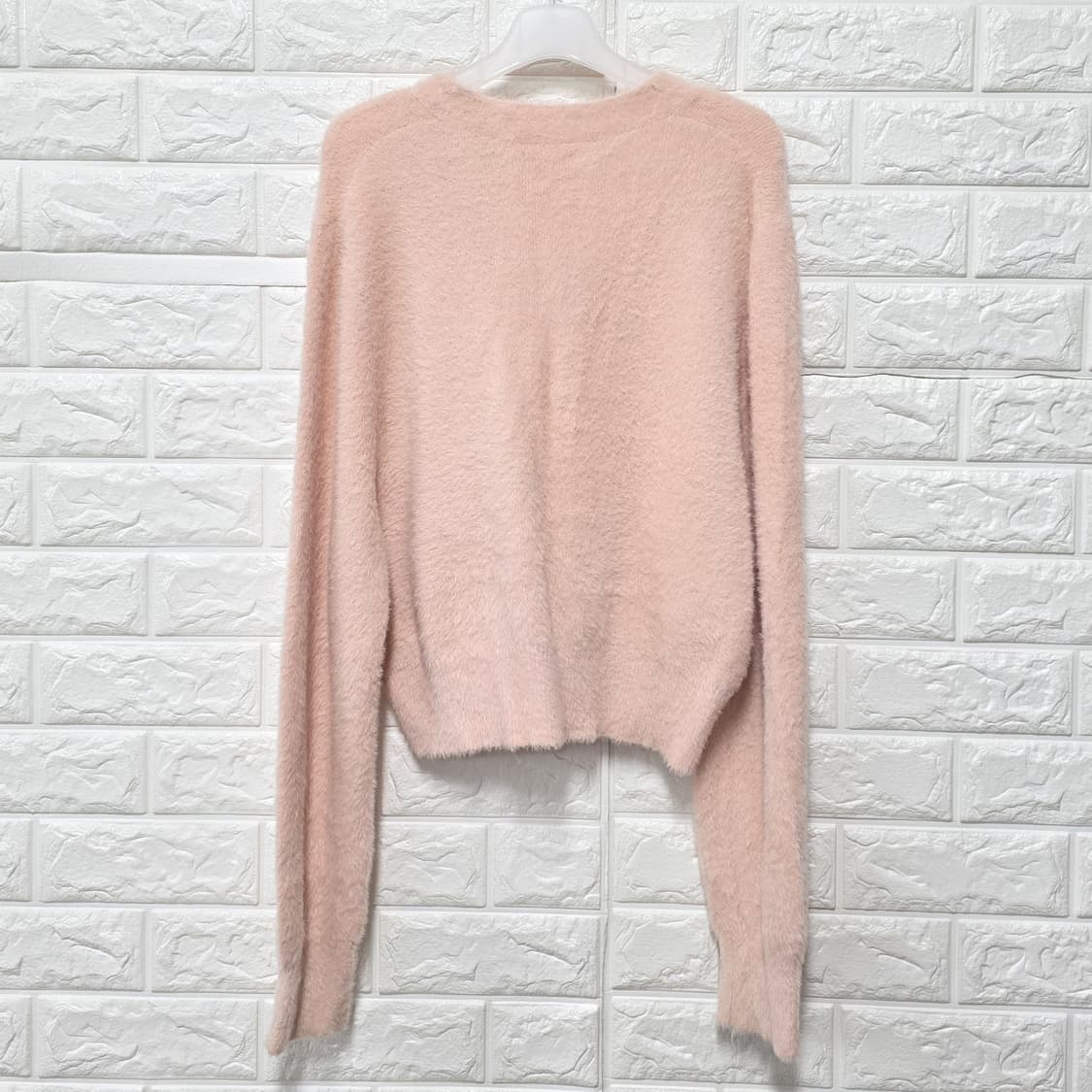 택포) Lee 핑크 앙고라 크롭 가디건 S 상품이미지4