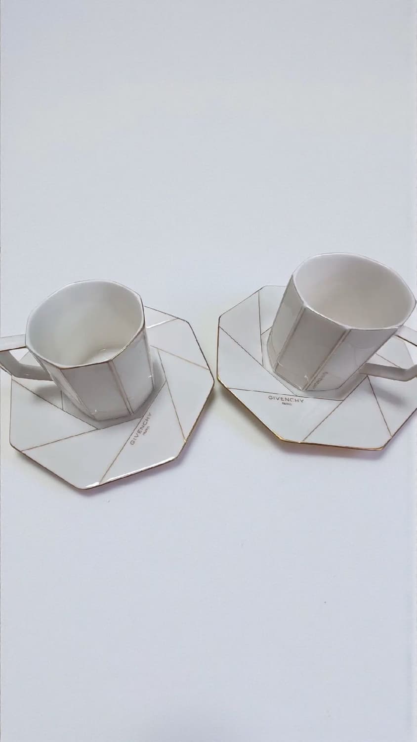 지방시 커피잔 찻잔 세트 화이트 골드 라인 상품이미지1