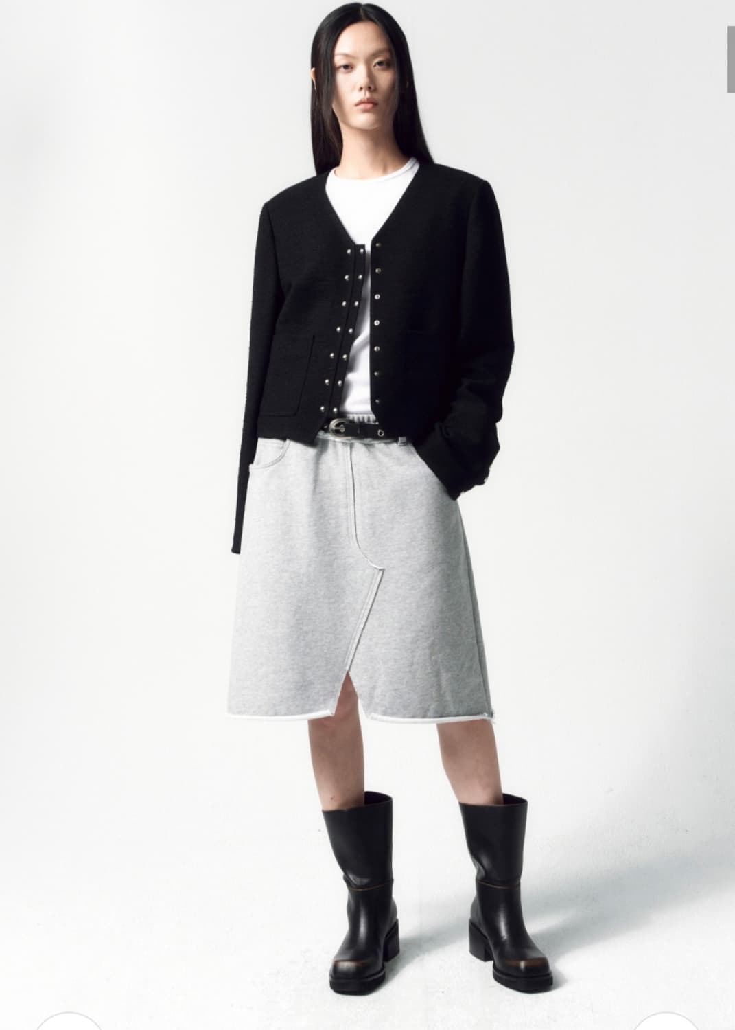 26SS 인사일런스 스냅 디테일 트위드 자켓 BLACK 상품이미지1