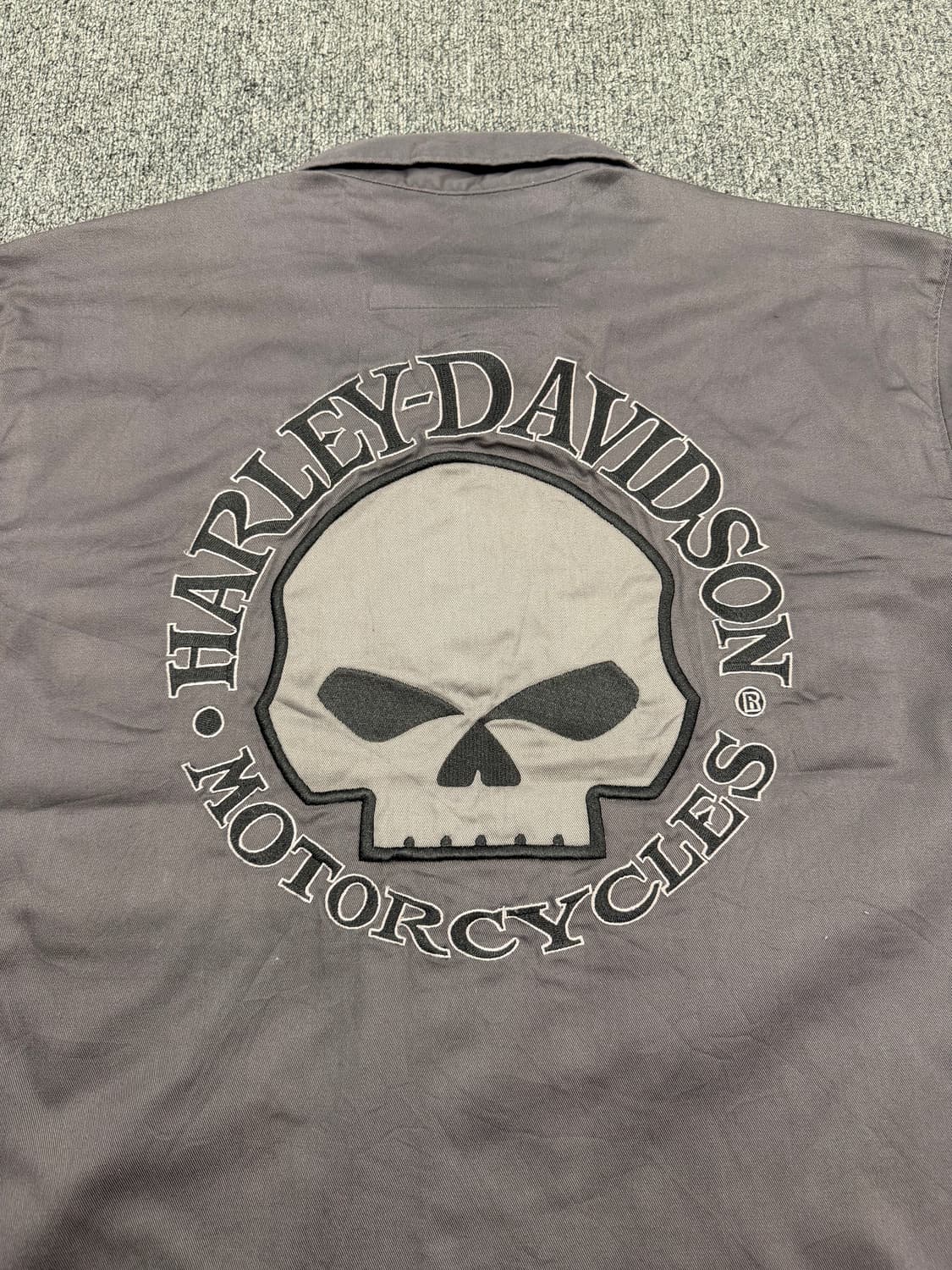 L)할리데이비슨 빈티지 윌리지 스컬 자수 반팔 셔츠 상품이미지5