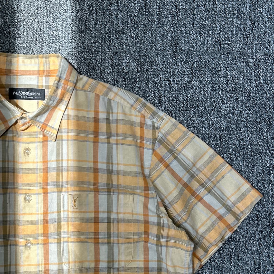 입생로랑 옐로우 체크 패턴 셔츠 상품이미지2