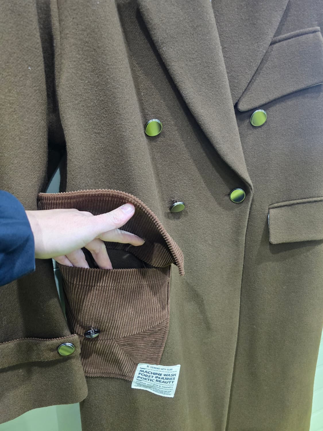 브라운 더블 울 롱 코트 상품이미지3