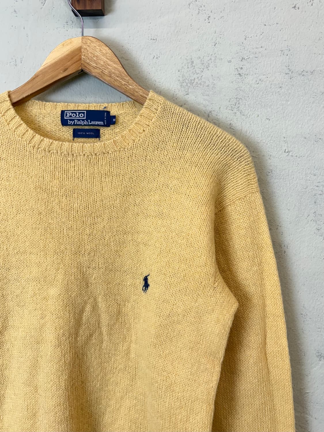 폴로랄프로렌 90s JPN 빈티지 라운드 울 니트 옐로우 상품이미지2