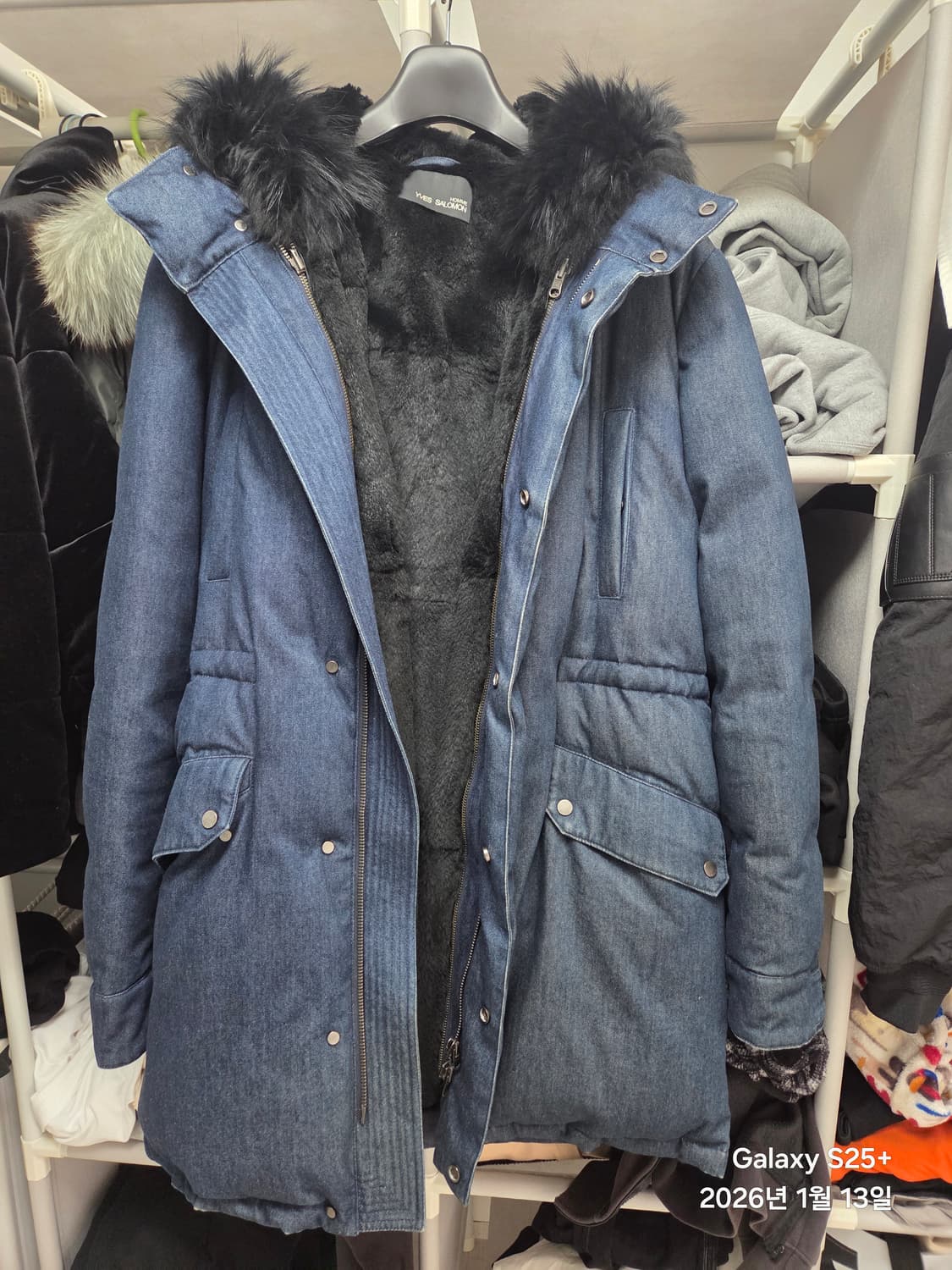 이브살로몬 데님패딩 내피 토끼털 상품이미지1