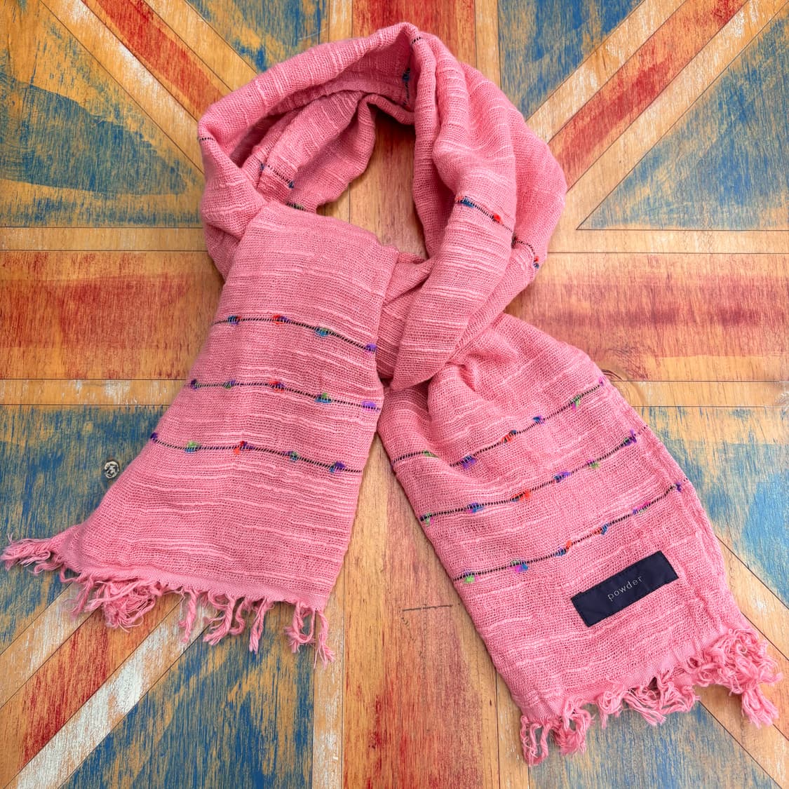 powder 핑크 레인보우 스티치 스카프 머플러 (JPN) 상품이미지1