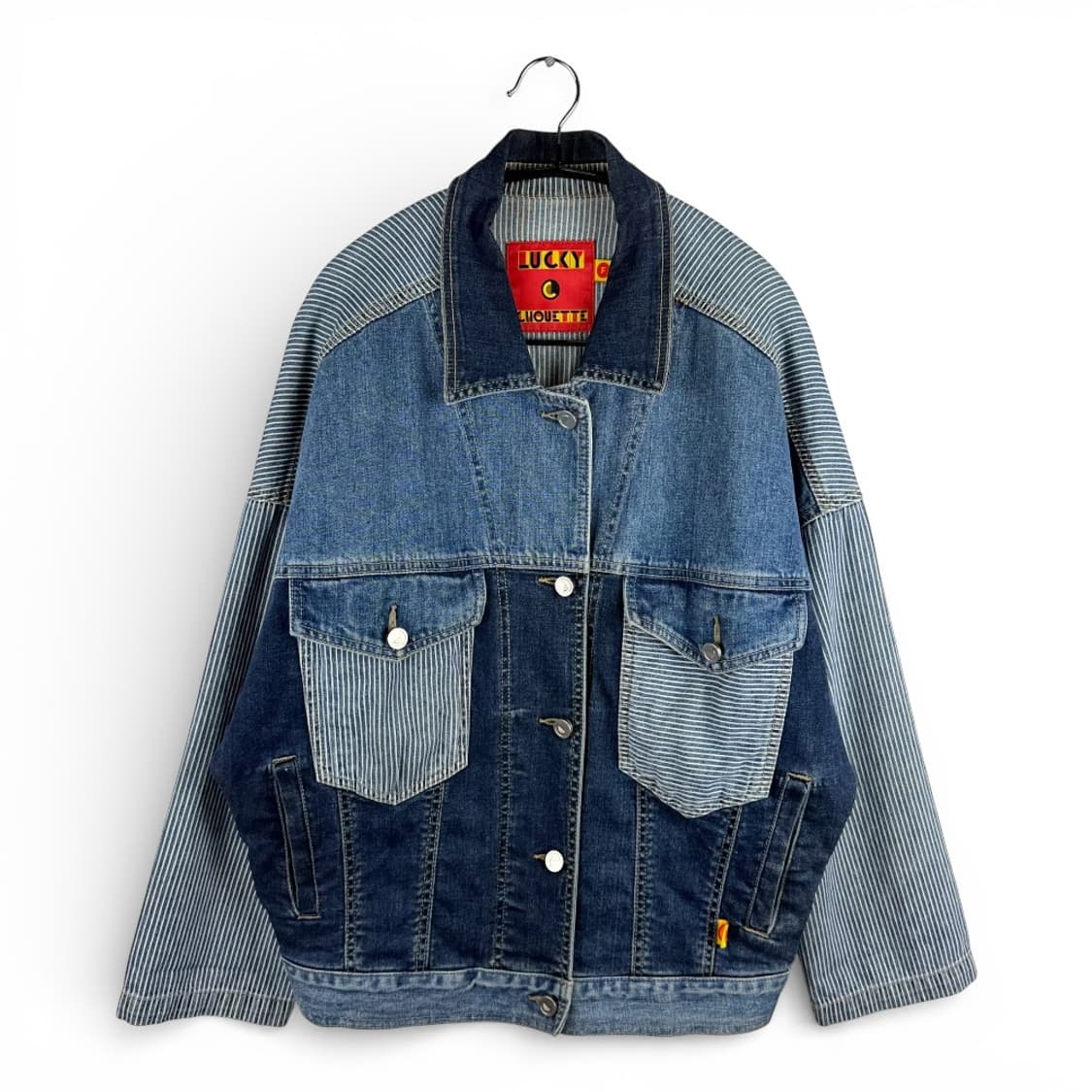 F) 럭키슈에뜨 스트라이프 오버 데님 자켓 상품이미지1