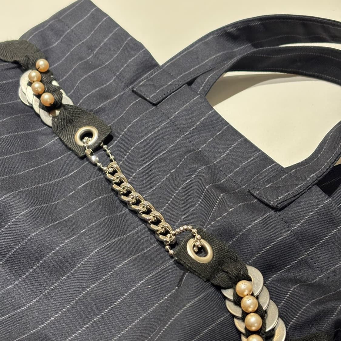 꼼데가르송 울 스트라이프 토트백 상품이미지3