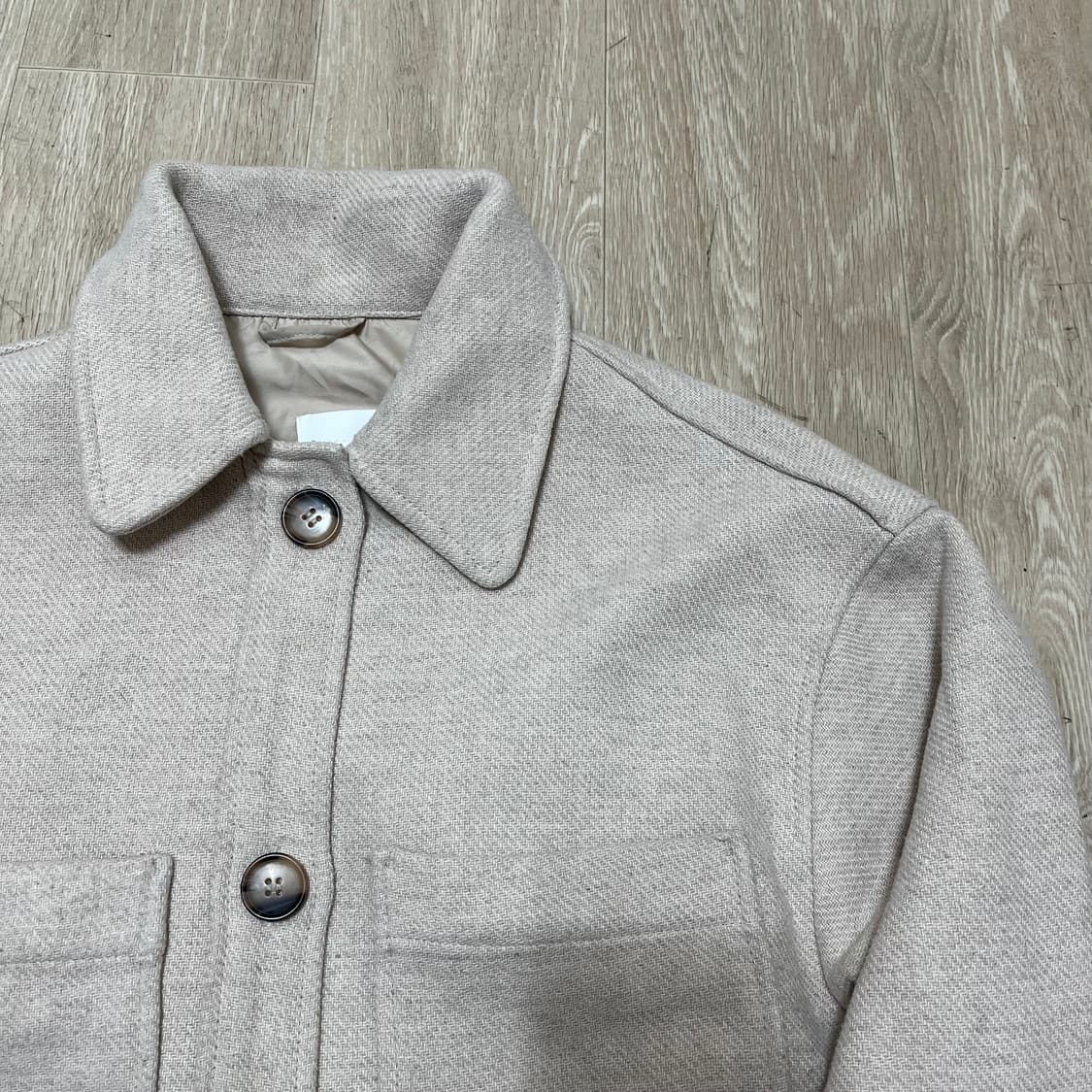 H&M 에이치앤엠 여성 오버핏 헤링본 울 셔켓 자켓 M(95) 상품이미지2