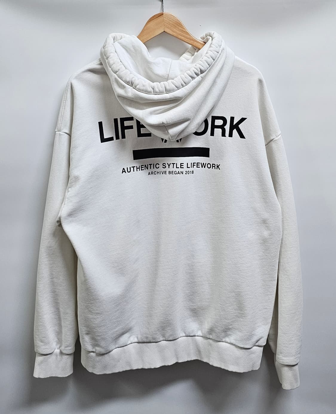 라이프워크 화이트 후드티 M 상품이미지2
