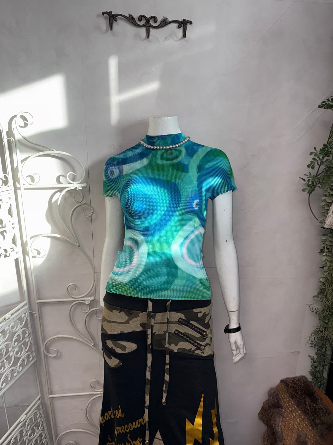 YOICHEU blue circle pleats half blouse 상품이미지6