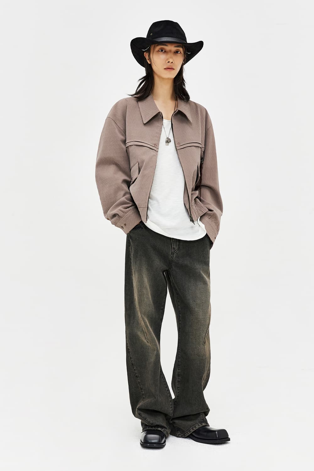 엘무드(LMOOD) 더스티 웨스턴 블루종 자켓 핑크[46] 상품이미지2