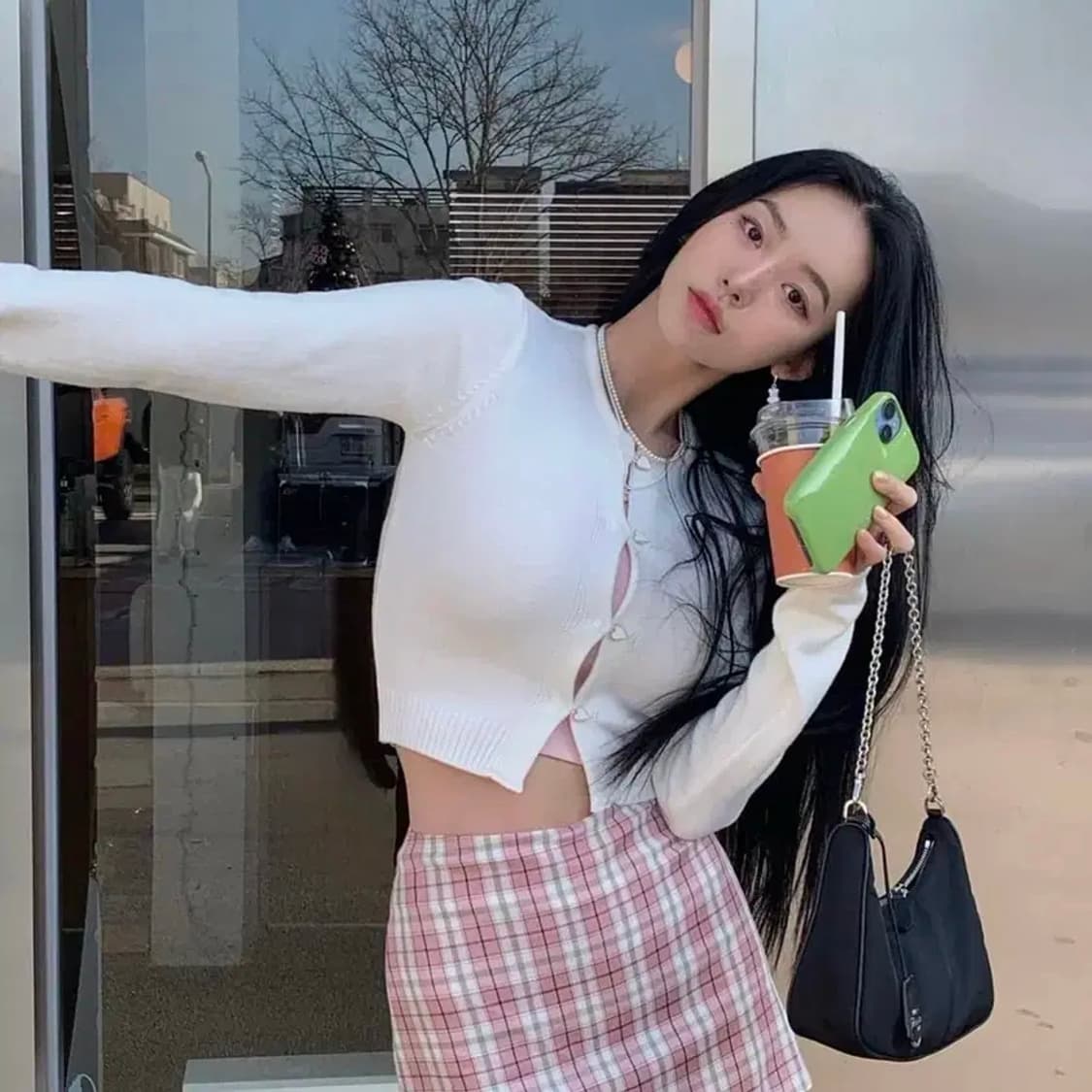 Palejade 페일제이드 하트 니트가디건 [블랙] 상품이미지1