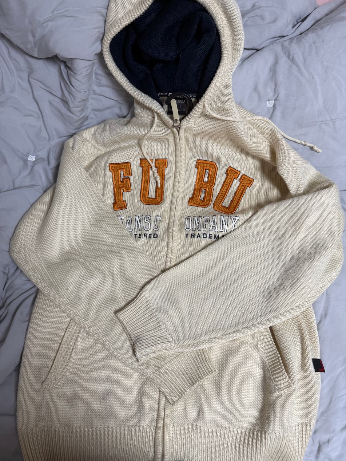후부 Fubu 90s 스펠 로고 니트 후드 집업 상품이미지1