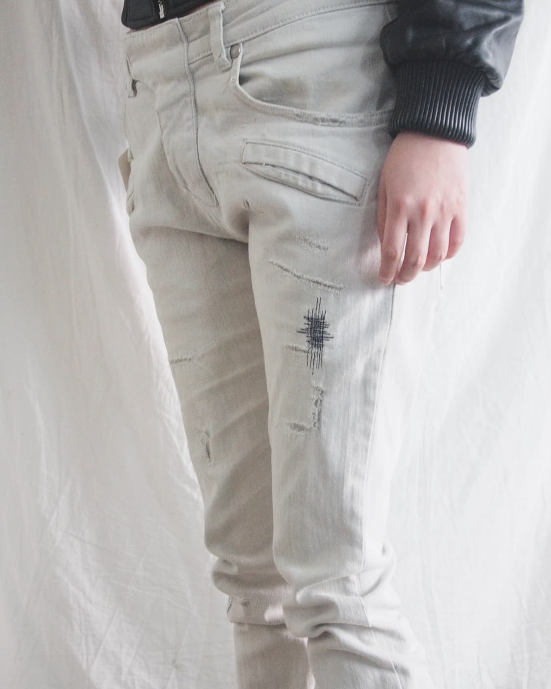 발망 디스트로이드 그런지 화이트 바이커진 상품이미지2