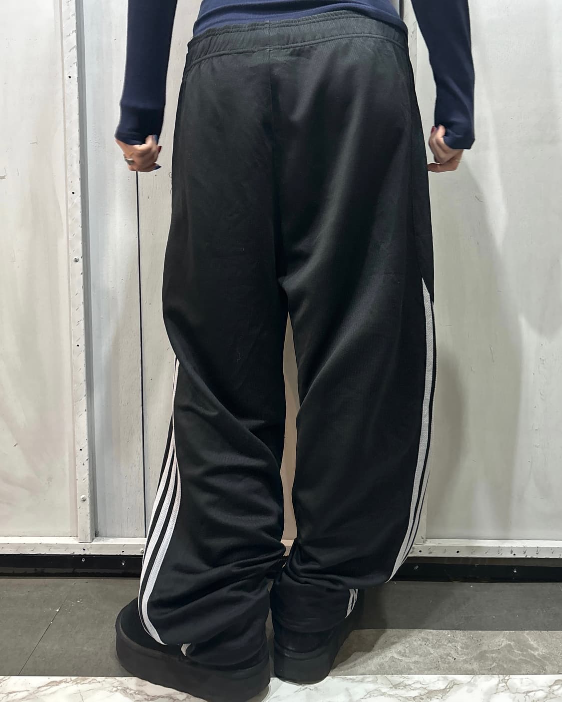 90s ADIDAS 블랙&화이트 져지 스트라이프 팬츠 상품이미지3