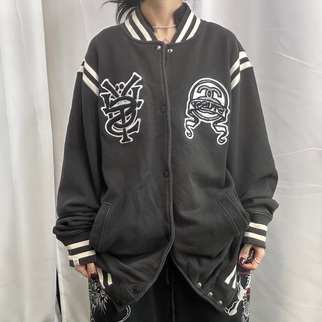 STUSSY 90’s 스투시 블랙 바시티 자켓 상품이미지3