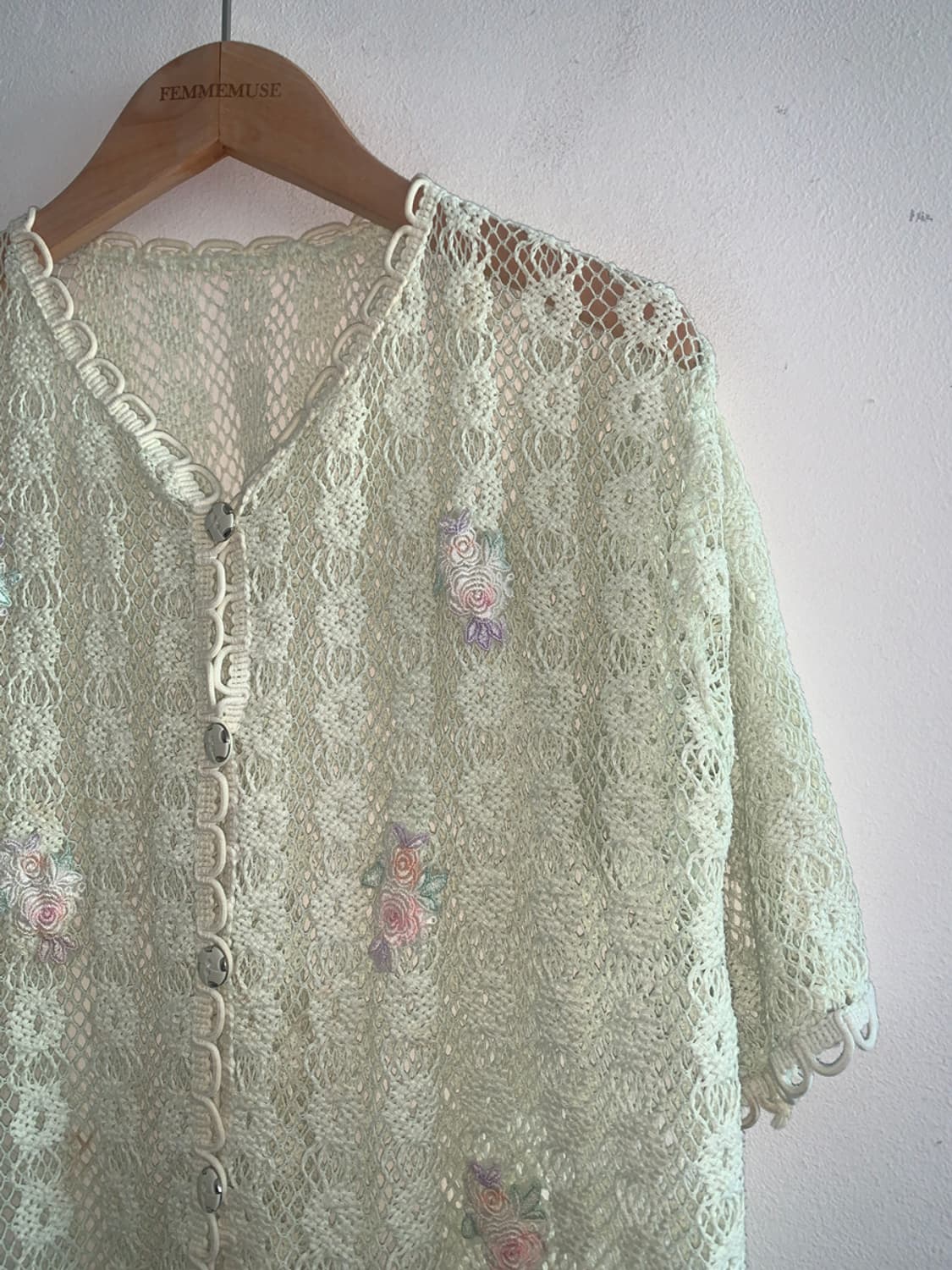 Floral embroidery punching cardigan 상품이미지3