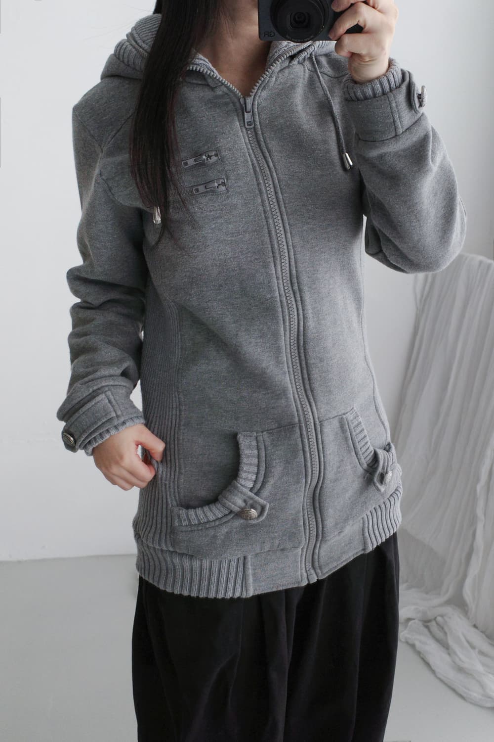 snap long hood zip-up  상품이미지7