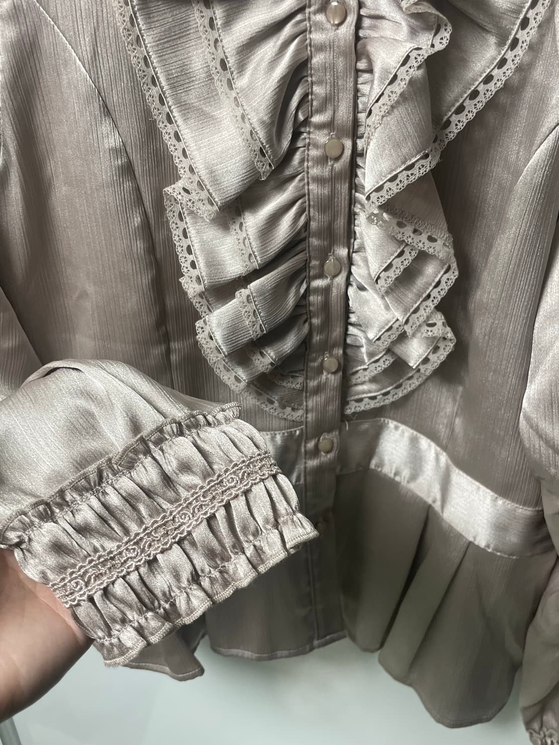 빈티지 브라운 블라우스 모리걸 로리타상의 상품이미지4