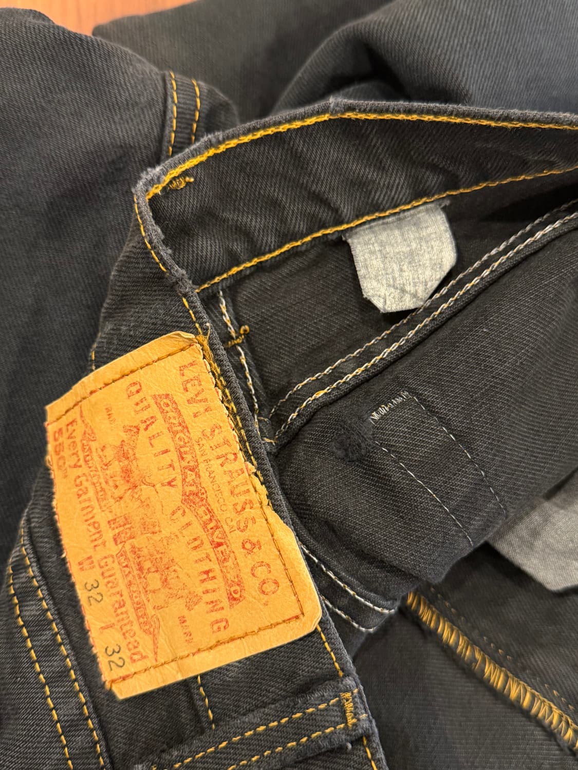 90s Levis 리바이스 550 흑청 데님 팬츠 (31) (USA) 상품이미지8