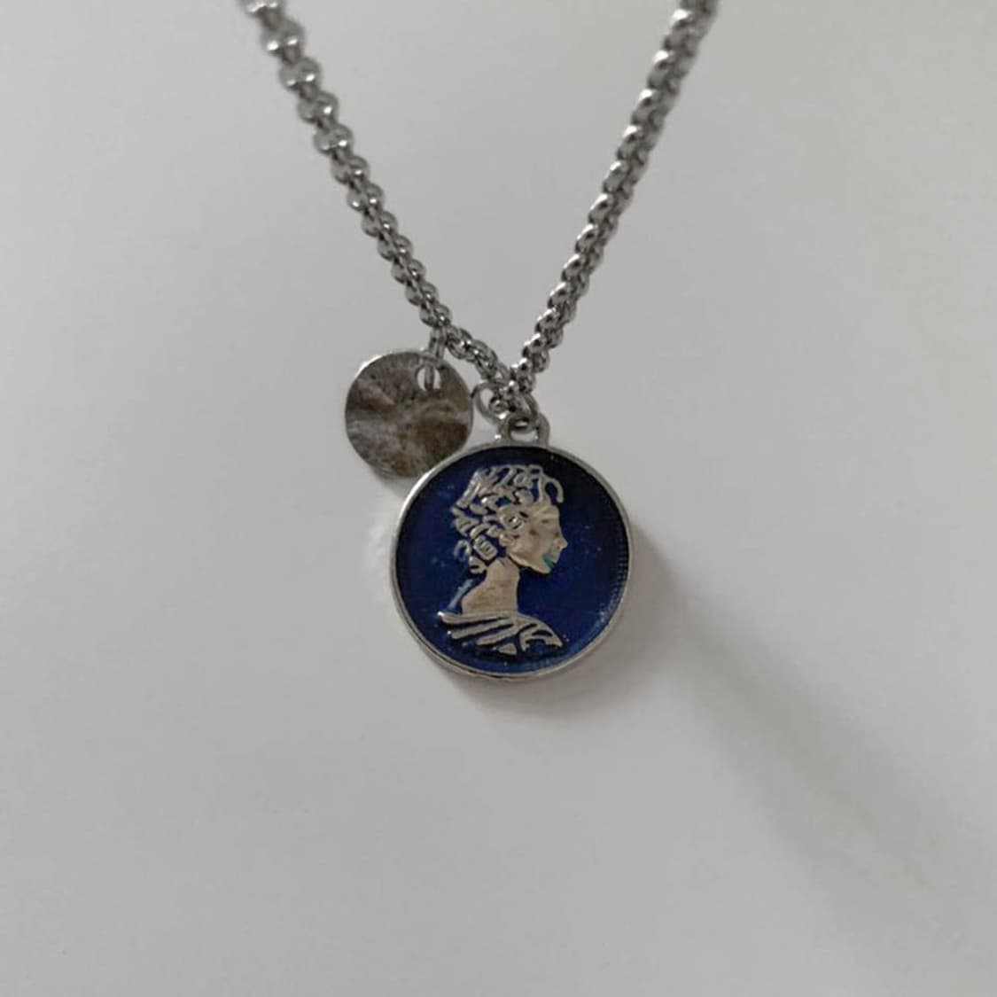 Vintage Blue Coin Pendant Necklace 상품이미지2