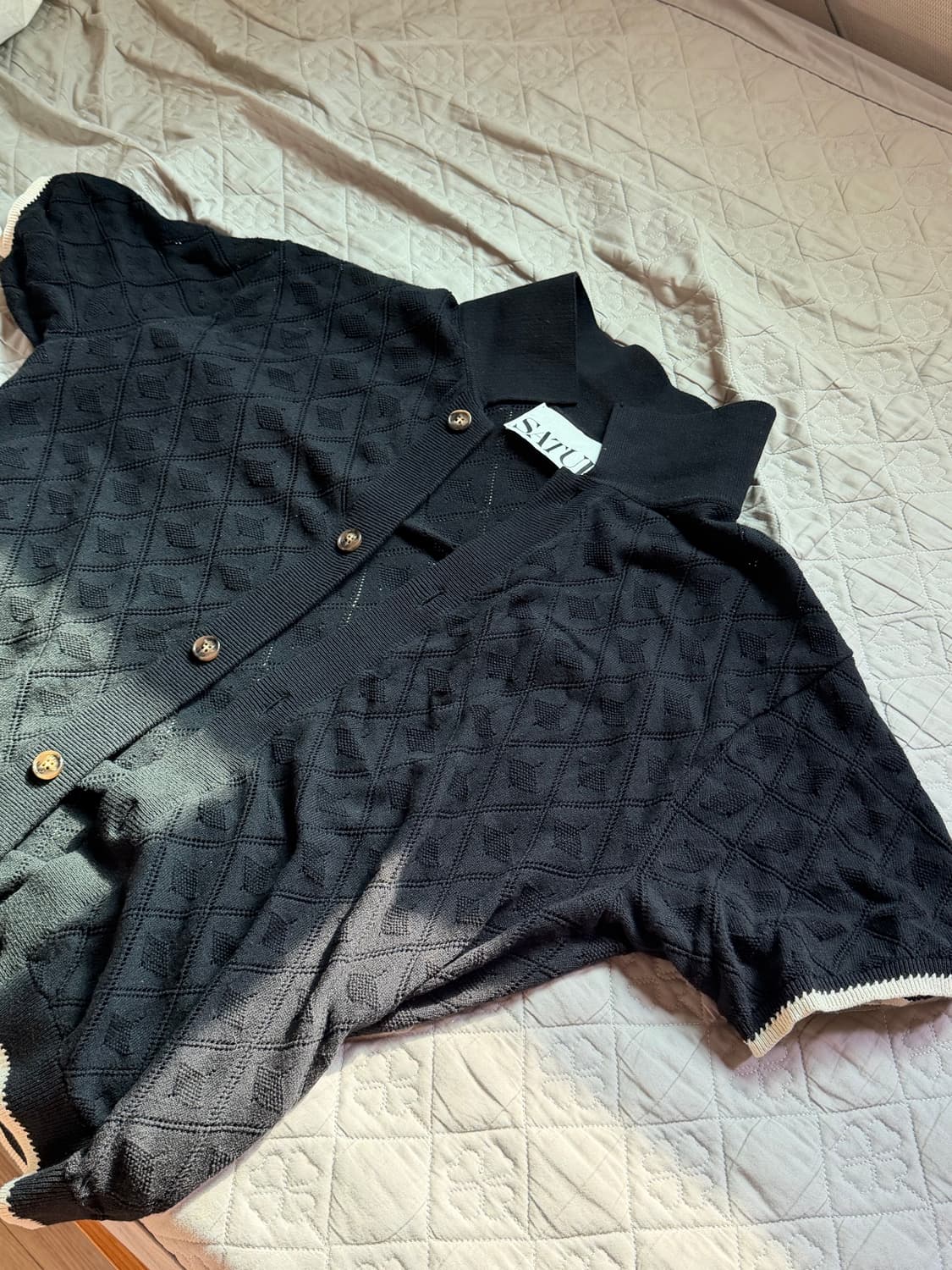 Satur 케이블 카라 하프 니트 셔츠 L 상품이미지4